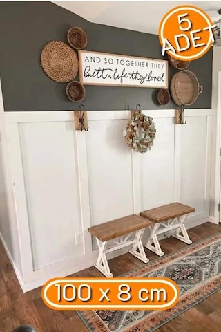 Özel Mutfak Koridor Salon Tasarım Iskandinav Çıta1 Paket 5 Adet 8 100 Cm Mdf Duvar Çıtası