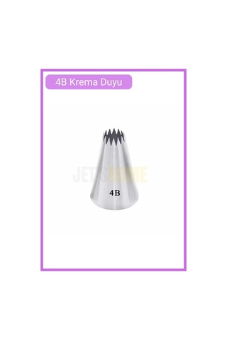4b Açık Yıldız Desen Krema Duyu Büyük Boy Pasta Duyu Paslanmaz Çelik Krema Torbası Ucu 2.5x1.2x3.8 Cm Metalik Gri