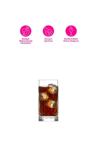 Lav Wave Cam Meşrubat Bardağı 4'lü 390 ml (Büyük Su/Soğuk Kahve/Kokteyl Bardağı )