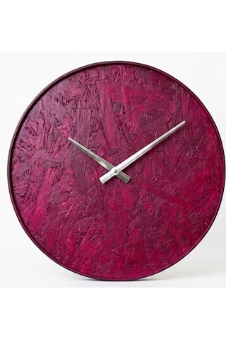 Osb Ahşap Tasarım Duvar Saati 44 Cm Bordo