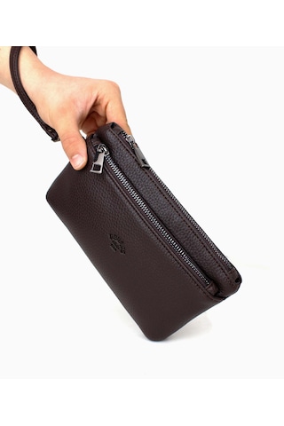 Erkek Kahverengi Bileklik Kemerli Ince Portföy El Çantası Kahverengi