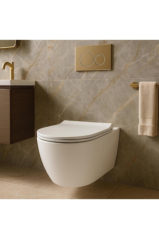 Turavit RND5512 Rondo Kanalsız Asma Klozet Nkp Yavaş Kapak