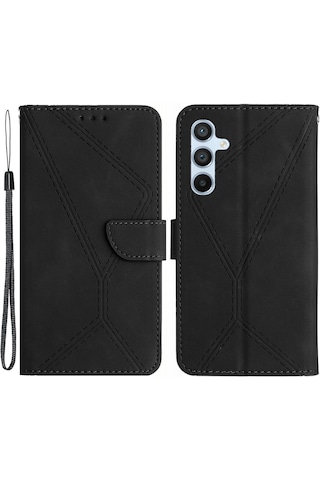 Samsung Galaxy A05s 4g Kılıf Pu Deri Cüzdan Baskılı Çizgi Telefon Kılıfı Çok Renkli