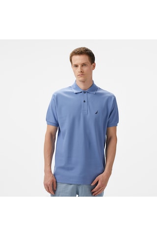 Nautica Erkek Mavi Classic Fit Polo Yaka T-shirt Düz K35000t Mavi