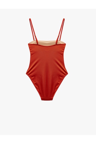 Koton Astarlı Çıkarılabilir Askılı Parlak Hafif Destekli Straplez Mayo Kahverengi 5sak20060mm Kahve Kahverengi