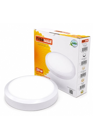 20w Beyaz Metal Kasa Sıva Üstü Yuvarlak Ledli Glop Armatür Ip20 6500k - 1800lm E1212/b 5523 Abanoz