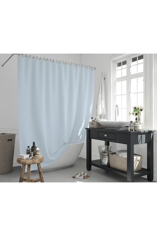 Zethome Banyo Duş Perdesi 0010 Mavi 120x200 Perde Borusu Askı Aparatı 90x130 Hediyeli Mavi