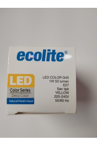 Ecolite Led Color G45 Sarı 1w E27 Gece Lambası 3'lü Paket