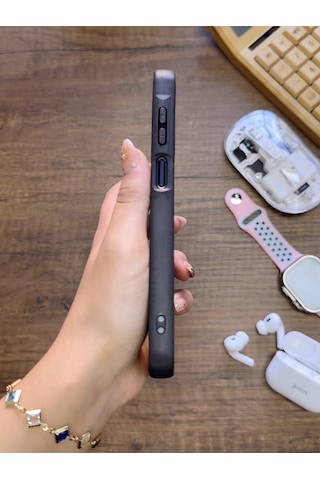 Samsung Galaxy A25 Uyumlu Premium Deri Dokulu Darbelere Karşı Dayanıklı Nazal Silikon Kılıf Siyah