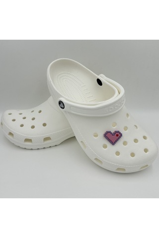 Crocs Terlik Süsü Ve Aksesuarı , Çanta Süsü Renkli Jibbitz Minecrft Kalp 03 Görselli Figür Aksesuarı Pembe-lila-kırmızı