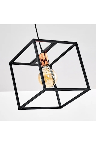 Riolıght Retro,modern,rustik Küp Metal Tekli Sarkıt Avize 25cm X 25cm Siyah