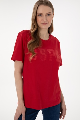 U.S. Polo Assn. Kadın Kırmızı Bisiklet Yaka Basic Tişört 50300850-VR171