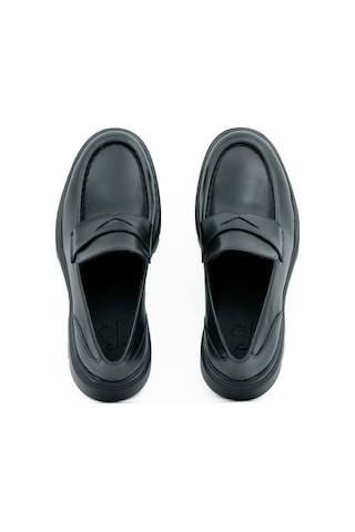 Tuna Hakiki Antik Deri Eva Taban Loafer Model Erkek Ayakkabı - 4460 Siyah