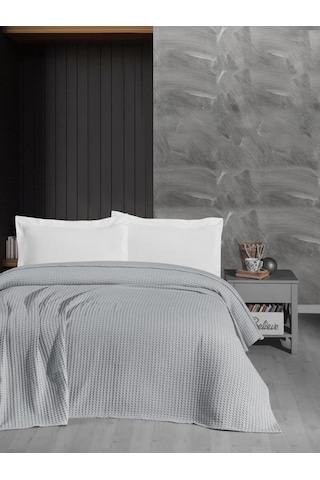 Mulberry Havuzlu Pike %100 Pamuk Kalın İplik Ev Dekorasyonu Tek Kişilik 170x240 Gri
