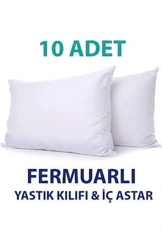%100 Pamuklu Akfil Kumaş Yastık İç Astarı 50 X 70 Cm 10 Adet Gizli Fermuarlı Beyaz
