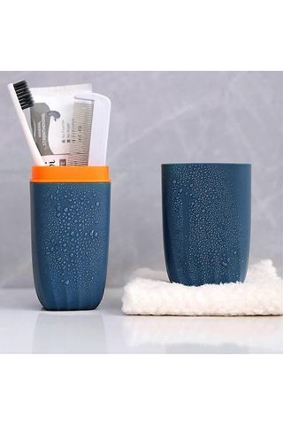 Seyahat Diş Fırçası Kutusu, Taşınabilir Diş Macunu Bardağı Diş Fırçası Düzenleyici, Kamp Yürüyüş Okul Banyo Seyahat Kupa Düzenleyici 2 Parça, Mavi, Pembe