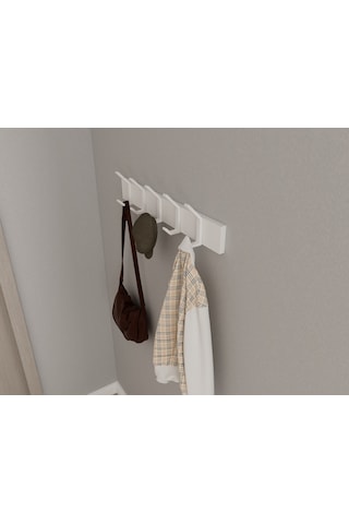 Hepsi3boyutlu Modern Duvar Kapı Askılık - 5 Adet Beyaz Askılık Beyaz