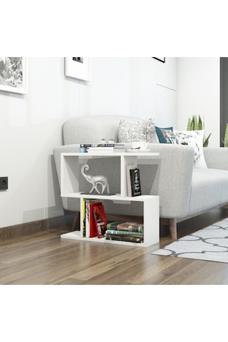 Decormet Lale Yan Sehpa Beyaz Beyaz