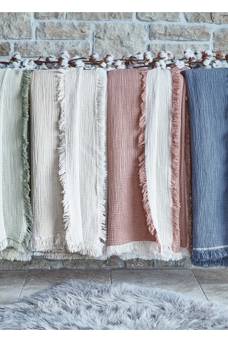 Dantela Fiona Brick Müslin Pamuk Anti-alerjik Çift Kişilik Yatak Örtüsü 240x260 Kiremit