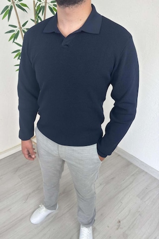 Explode - Erkek Lacivert Polo Yaka Regular Triko Kazak Lacivert