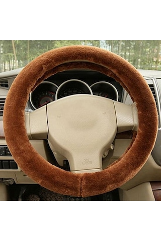 Jms Evrensel Kamyon Araba Yumuşak Peluş Direksiyon Kapağı Koruma Koruyucu Direksiyon Kılıfı Siyah