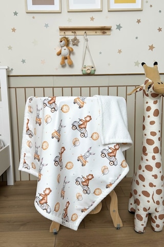 Fluffy Bebek Battaniyesi 80x100 Cm Ayıcık Desen Beyaz