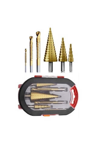 6 Parça Kademeli Matkap Ucu Saç Delme Seti Özel Kutulu Ahşap Oyma