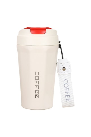 Komple 304 L Çelik Beyaz  410 ml Kahve El Termos Mug cin398by