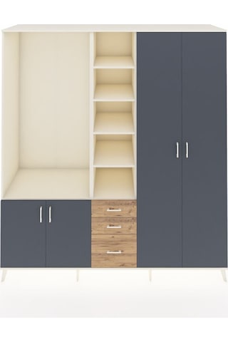 Kronos Dolap 13 Raflı 3 Çekmeceli 4 Kapaklı 220x59x243 Aytaşı-antrasit/çam Antrasıt/atlas Çam