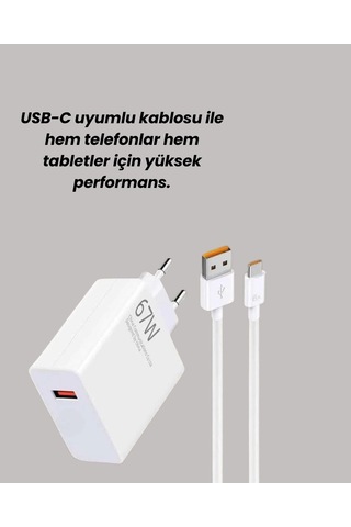Type-c Uyumlu 67w Turbo Hızlı Şarj Aleti Akıllı Koruma Sistemli