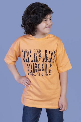 Toontoy Kids Toontoy Erkek Çocuk Yazı Baskılı Tişört Turuncu