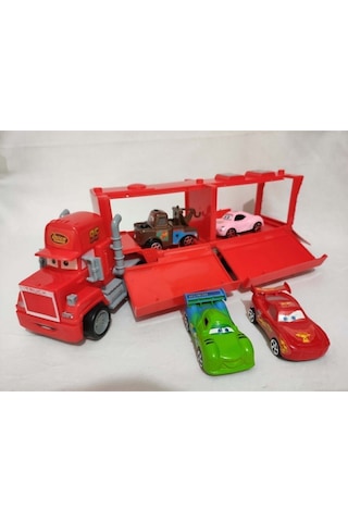 Mcqueen Tır 34cm Şimşek Mcqueen Oyuncak 2 Arabalı Tır Kırmızı