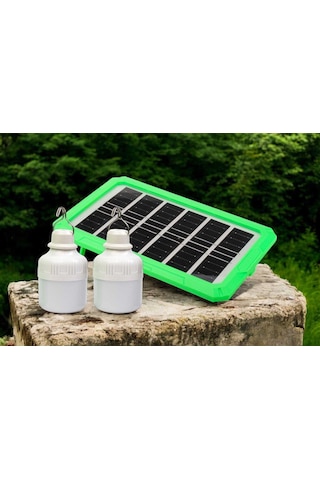 Panther Solar Güneş Enerjili Şarjlı Kamp Seti 2 Ampullü