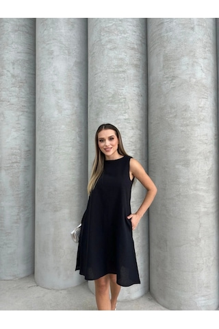 Çan Kısa Elbise Siyah