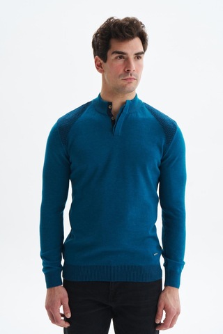 AR-MA Arma Erkek Slim Fit Likralı Akrilik Kumaş Yarım Yaka Triko Kazak K0kro0864 Mavi