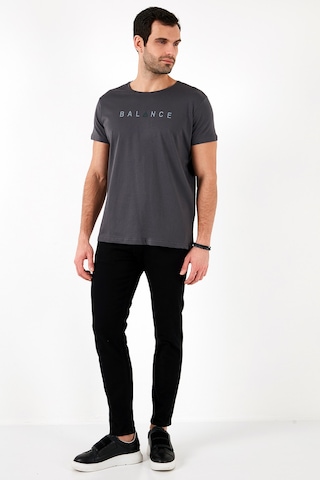 Buratti Pamuklu Slim Fit Bisiklet Yaka Erkek T Shirt 541Balance Füme