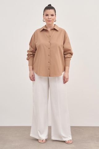 Myline Oversize Poplin Gömlek-1812 Deve Tüyü Camel