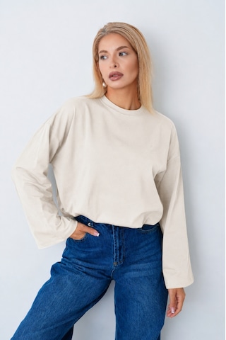 Herkesemoda Kadın Tesettüre Uygun Uzun Kollu Ekru Body Ekru