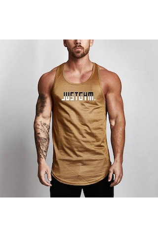 Altın Muscleguys Yaz Erkek Kolsuz Fitness Yeleği Antrenman Koşu Sporları Rahat Nefes Alabilen Atlet Üstleri Altın