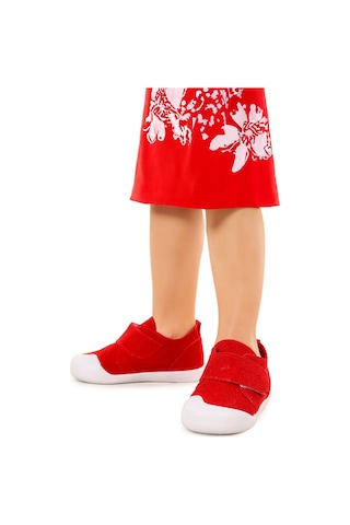 Kiko Kids Daffy Cırtlı Kız Bebek İlk Adım Panduf Ayakkabı Kırmızı