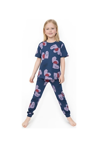 Modanino Kız Çocuk %100 Pamuk Ve Baskılı Pijama Takımı 3-8 Yaş 12720ıs Indigo