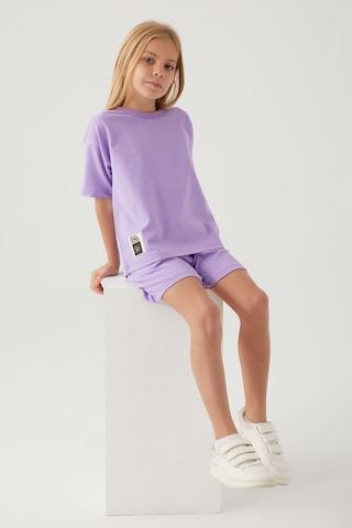 Kız Çocuk Şort Takım Lila