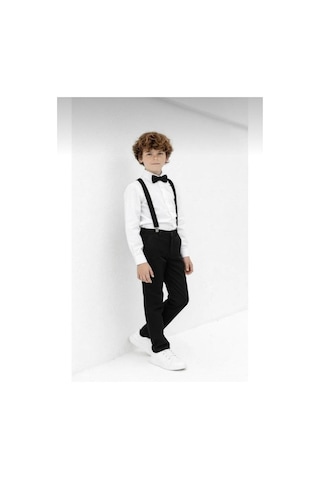 Nacar Store Erkek Çocuk 23 Nisan 29 Ekim Beyaz Uzun Kollu Gömlek Mavi Pantolon Mavi Askı Papyon Takım Tyc5b89efc81d972b32e20100 Siyah