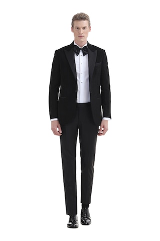 Ramsey Siyah Desenli Thin&taller Slim Fit Kruvaze Yaka Dokuma Smokin Takım Elbise