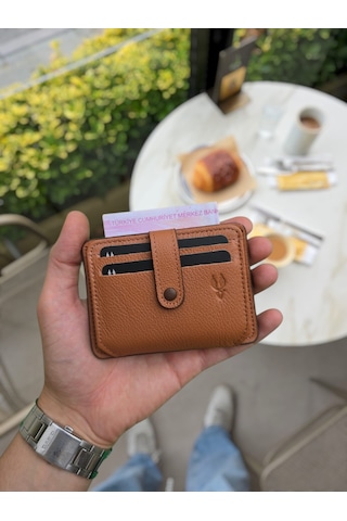 Visso 8600 Hakiki Deri Kartlık Unisex İsme Özel Çanta Kahve Napa