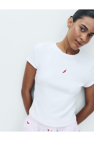 Marks & Spencer Desenli Pijama Üstü T37003735T Kırmızı