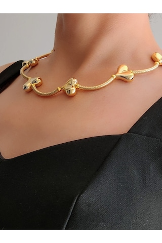Eva Takı Kalp Model Trend Altın Kaplama Gold Renk Kolye Gold