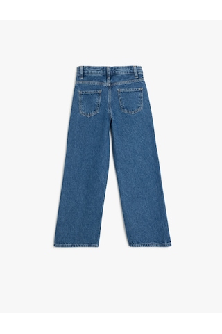 Koton Pamuklu Cep Detaylı Geniş Paça Denim Pantolon Koyu İndigo 5skg40096ad Dark Indigo Koyu İndigo
