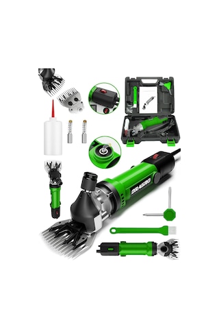 Dragro Alman Drg-4200w Devir Ayarli Bakir Sargili Çelik Şanzuman Koyun Keçi Kirkma Makinesi -yeşil