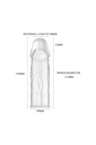 Hızlı Express Baile Sleeve Damarlı Uzatmalı Şeffaf Silikon Penis Kılıfı Kristal Dildo